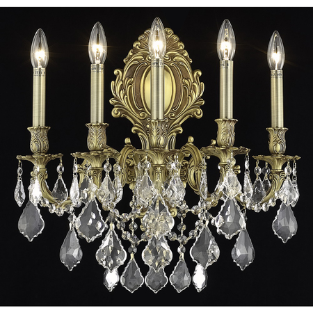 ELEGANT LIGHTING Royal Cut Clear Crystal Monarch 5-Light Crystal Wall Sconce 9605W21FG/RC